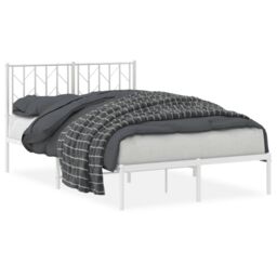 Berkfield Home Metal Bed Frame without Mattress with Headboard White 120x190cm - Size: 120x190 cm - thumbnail 2