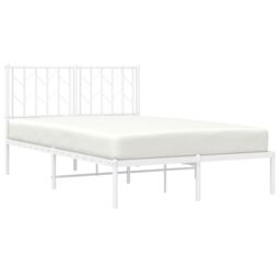 Berkfield Home Metal Bed Frame without Mattress with Headboard White 120x190cm - Size: 120x190 cm - thumbnail 3