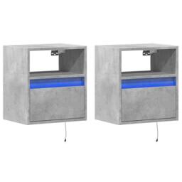 Berkfield Home TV Wall Cabinets with LED Lights 2 pcs Concrete Grey 41x31x45 cm - Size: 41 x 31 x 45 cm - thumbnail 1