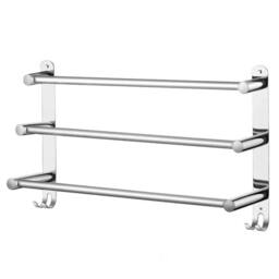 Kelvenix Stainless Steel Bathroom Wall Mounted Towel Rail in Silver - thumbnail 1