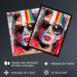 Artery8 Beautiful Vintage Lady Shades Street Art Graffiti Framed Art Print - Size: A4 - thumbnail 2