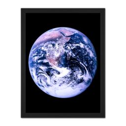 "Artery8 Wall Art Print Space NASA Earth Apollo 17 Blue Marble Photograph Large Framed Wall Décor Art in White - Size: W18"" x H24""" - thumbnail 1