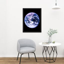 "Artery8 Wall Art Print Space NASA Earth Apollo 17 Blue Marble Photograph Large Framed Wall Décor Art in White - Size: W18"" x H24""" - thumbnail 2