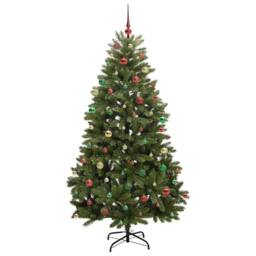 Berkfield Home Artificial Christmas Tree with Stand Green 210 cm PVC & Metal - thumbnail 6