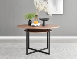FurnitureboxUK Adley Brown Wood Storage Dining Table & 4 Halleyy Chairs in Cream - thumbnail 6