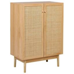 Wyld and Coco 2-Door Rattan Front Sideboard - Pine Accents W73 x D41 x H102cm in Brown - thumbnail 2