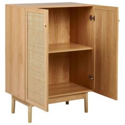 Wyld and Coco 2-Door Rattan Front Sideboard - Pine Accents W73 x D41 x H102cm in Brown - thumbnail 4