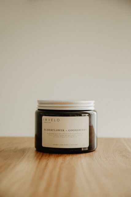 Imvelo Candle Co 3 Wick Candle - Elderflower + Gooseberry in Amber - image 1