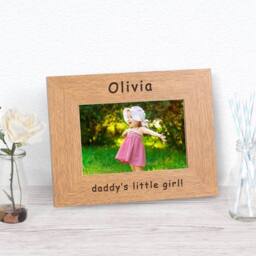 Uniqueful Personalised Daddy's Little Wood Picture Frame 6x4 for Dad in Brown - Size: 100 cm - thumbnail 3