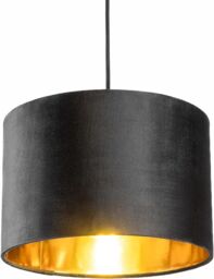 CGC Lighting 'Nila' Luxury Black Velvet & Gold Inner Round Pendant Drum Ceiling Lamp Shade - thumbnail 4