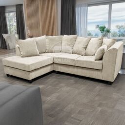 Furnishings For Less UK Casper Chenille 3 to 4 Seater L Shaped Corner Sofa Left Hand Facing in Beige - thumbnail 2