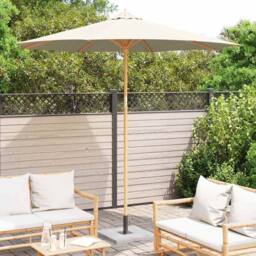 Berkfield Home Cream White Garden Parasol 270x260 cm Bamboo - thumbnail 3