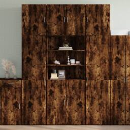 Berkfield Home Highboard Smoked Oak 80x42.5x249 cm Engineered Wood in Brown - thumbnail 1