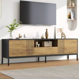 BTM TV Cabinet TV Stand Console Storage Drawers Doors Living Room Unit in Natural