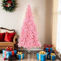 Berkfield Home Artificial Christmas Tree with Stand Pink 180 cm PVC - thumbnail 1