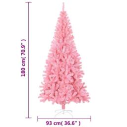 Berkfield Home Artificial Christmas Tree with Stand Pink 180 cm PVC - thumbnail 7