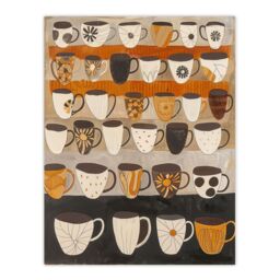 "Artery8 Rustic Earthy Tea Coffee Mugs Folk Art Retro Wall Art Print in Brown - Size: W24"" x H32""" - thumbnail 1