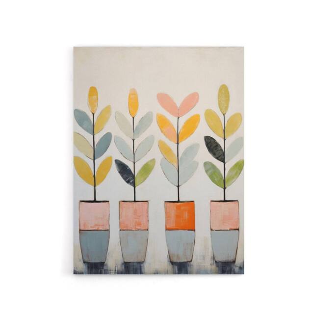 "Artery8 Plant Pots Simple Pastel Boho Canvas Wall Art Print - Size: W18"" x H24""" - image 1