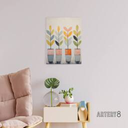 "Artery8 Plant Pots Simple Pastel Boho Canvas Wall Art Print - Size: W18"" x H24""" - thumbnail 3
