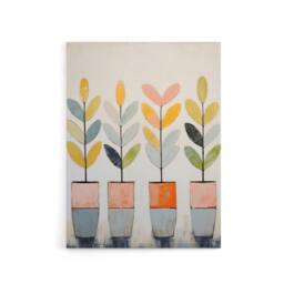 "Artery8 Plant Pots Simple Pastel Boho Canvas Wall Art Print - Size: W18"" x H24""" - thumbnail 1