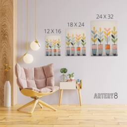 "Artery8 Plant Pots Simple Pastel Boho Canvas Wall Art Print - Size: W18"" x H24""" - thumbnail 4