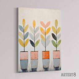 "Artery8 Plant Pots Simple Pastel Boho Canvas Wall Art Print - Size: W18"" x H24""" - thumbnail 2
