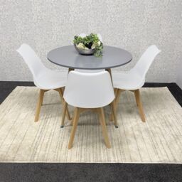 KOSY KOALA Dining Table & 4 Chairs Grey Round Table With 4 White Plastic Chairs Dining Room Furniture in Brown - thumbnail 3