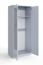 FWStyle High Gloss 2 Door Mirrored Double Wardrobe in Grey - thumbnail 4