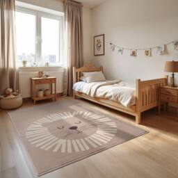 THE RUGS Adventures Happy Lion Rug & Runner Kids Polypropylene Short Pile Rug in Brown - Size: 120 cm x 170 cm - thumbnail 5