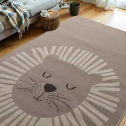 THE RUGS Adventures Happy Lion Rug & Runner Kids Polypropylene Short Pile Rug in Brown - Size: 120 cm x 170 cm - thumbnail 4