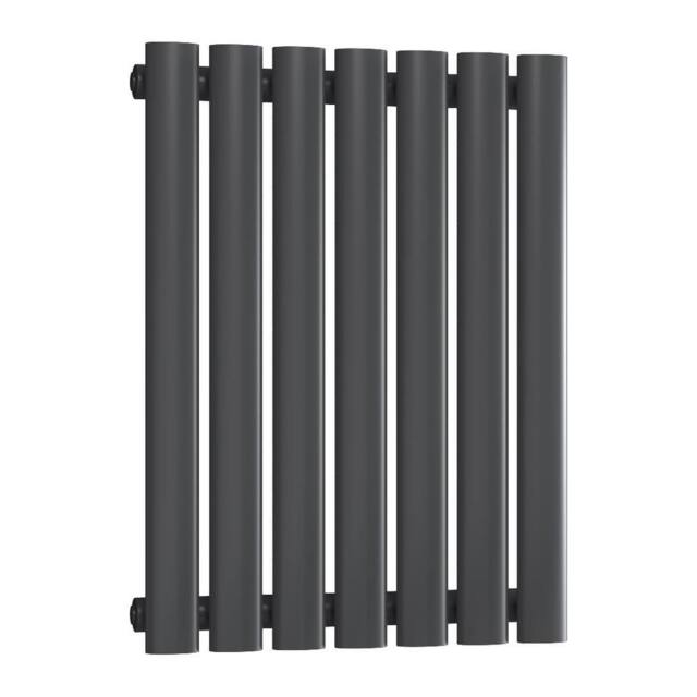 Bathroom Kingdom Neva Anthracite Single Oval Horizontal Radiator 550x413 in Grey - image 1