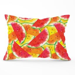 Warren Reed - Designer Melon Print Cushions in Red - Size: 45 cm x 45 cm - thumbnail 1