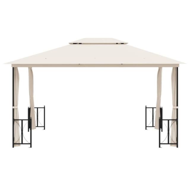 Berkfield Home Gazebo with Sidewalls&Double Roofs 3x4 m Cream in Beige - image 1