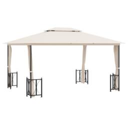 Berkfield Home Gazebo with Sidewalls&Double Roofs 3x4 m Cream in Beige - thumbnail 3