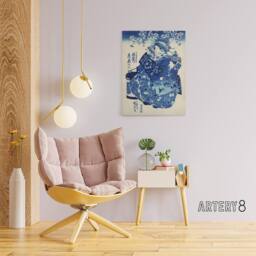 "Artery8 Hanao Ogiya Japanese Ukiyo E Kuniyoshi Canvas Wall Art Print in Blue - Size: W18"" x H24""" - thumbnail 3