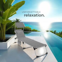 tectake Aurelie aluminum sun lounger, upholstered, foldable in Grey - Size: 1 Seater - thumbnail 8