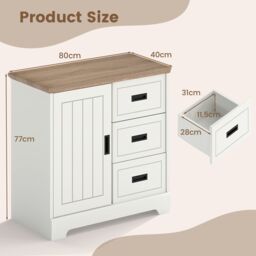 Costway Farmhouse Sideboard Buffet Cabinet Kitchen Storage Cabinet in Ivory - thumbnail 2