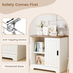 Costway Farmhouse Sideboard Buffet Cabinet Kitchen Storage Cabinet in Ivory - thumbnail 7