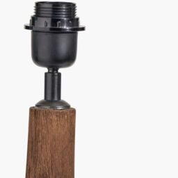 Ruma Mango Wood Curved Table Lamp Base with Linen Drum Shade in Brown - thumbnail 3