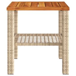 Berkfield Home Garden Table Beige 40x40x42 cm Poly Rattan Acacia Wood - Size: 40 x 40 x 42 cm - thumbnail 4