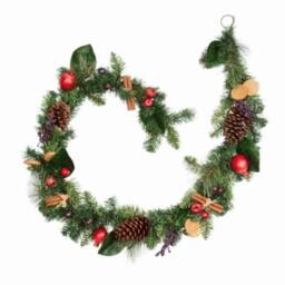 Samuel Alexander 1.8m Festive Spice Christmas Garland. Pinecones & Faux Dried Fruit in Green