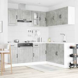 Berkfield Home Elegant 11 Piece Kitchen Cabinet Set Kalmar Concrete Grey Enginee - thumbnail 1