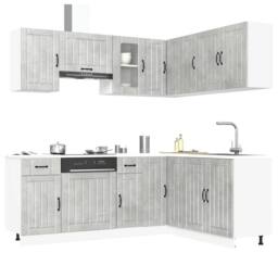 Berkfield Home Elegant 11 Piece Kitchen Cabinet Set Kalmar Concrete Grey Enginee - thumbnail 2