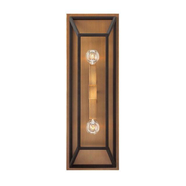 Loops Twin Wall Light Industrial Style Cage Design Without Glass Bronze LED E14 60W in Clear