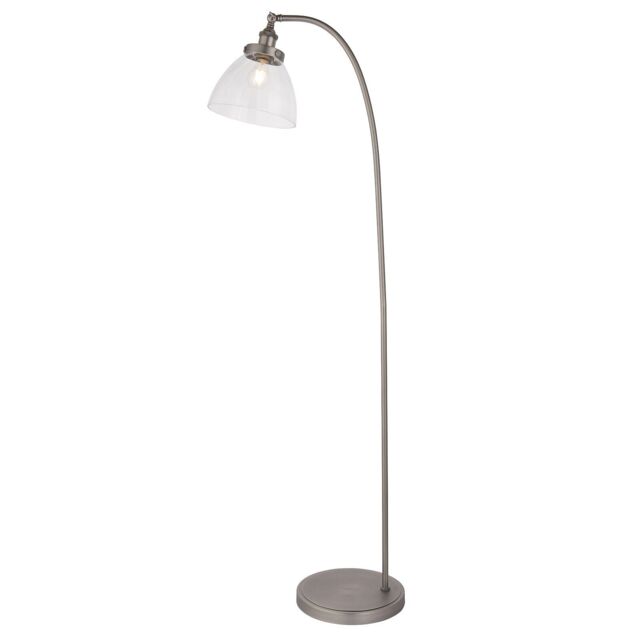 Loops Floor Lamp Light - Brushed Silver Paint & Clear Glass - 40W E27 - Standing in Metallics - image 1