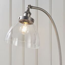 Loops Floor Lamp Light - Brushed Silver Paint & Clear Glass - 40W E27 - Standing in Metallics - thumbnail 4