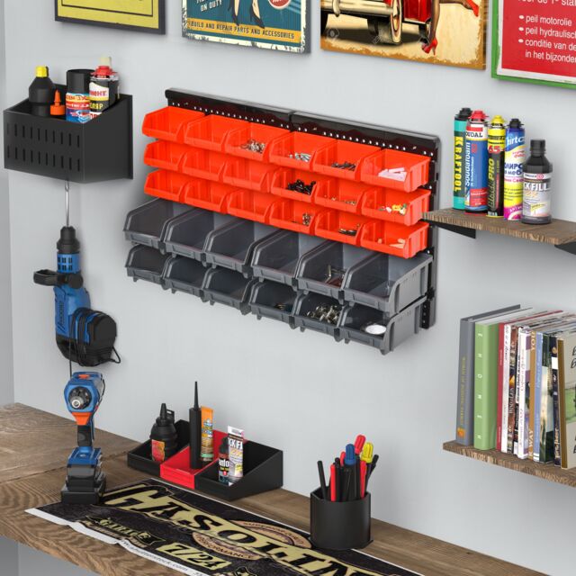 DURHAND 30 Cubbie On-Wall Storage Board Tool Screw Organiser Garage DIY in Red - image 1