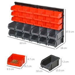 DURHAND 30 Cubbie On-Wall Storage Board Tool Screw Organiser Garage DIY in Red - thumbnail 3