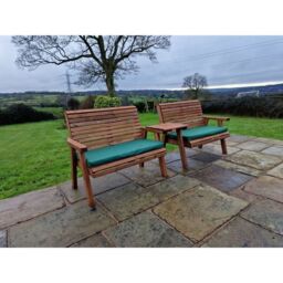 Churnet Valley Garden Furniture Ltd Valley 2 Bench Set with Tray - Fully Assembled - Set of Cushions Inc in Brown - thumbnail 4