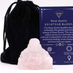 KDMD Rose Quartz Large Buddha Figurine - Love & Serenity Decor & Gift in Light Pink - thumbnail 2